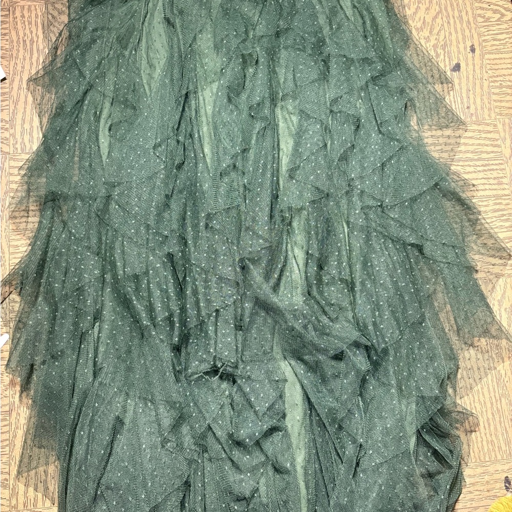 Anthropologie Green Ruffled Midi Skirt - Picture 5 of 6